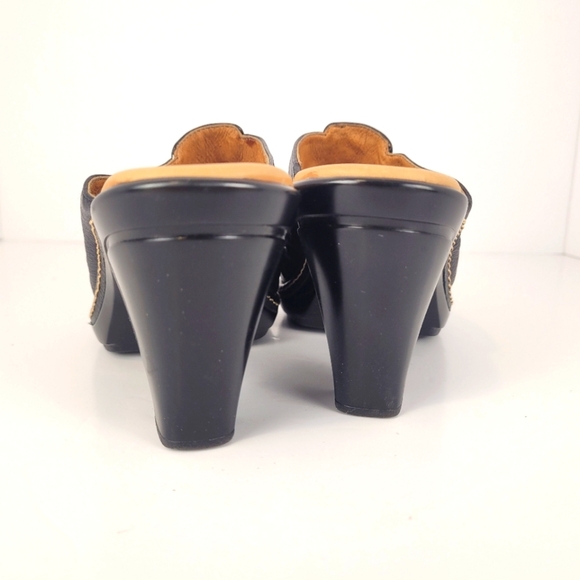 Sofft Black Genuine Leather Slip-on Heeled Clogs Size 6.5 - Picture 6 of 8